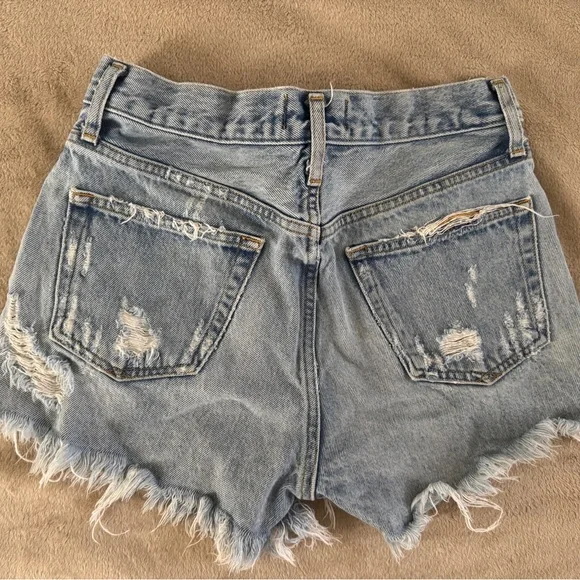 AGOLDE High Rise Distressed Denim Cutoff Shorts Size 24 - Picture 11 of 11